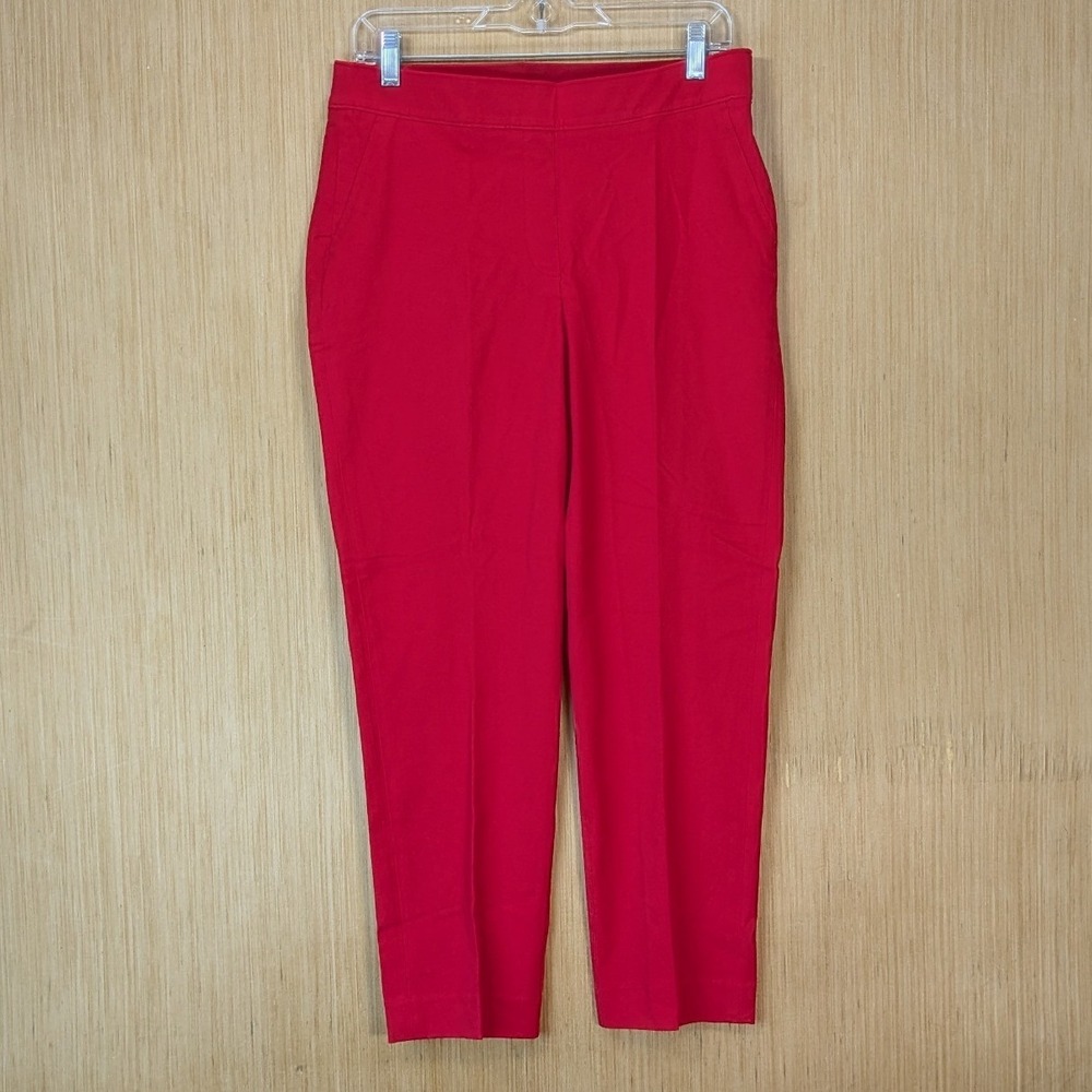 Spanx Chic Office Siren Slim Straight Red Cropped Ankle Trousers Womens Large